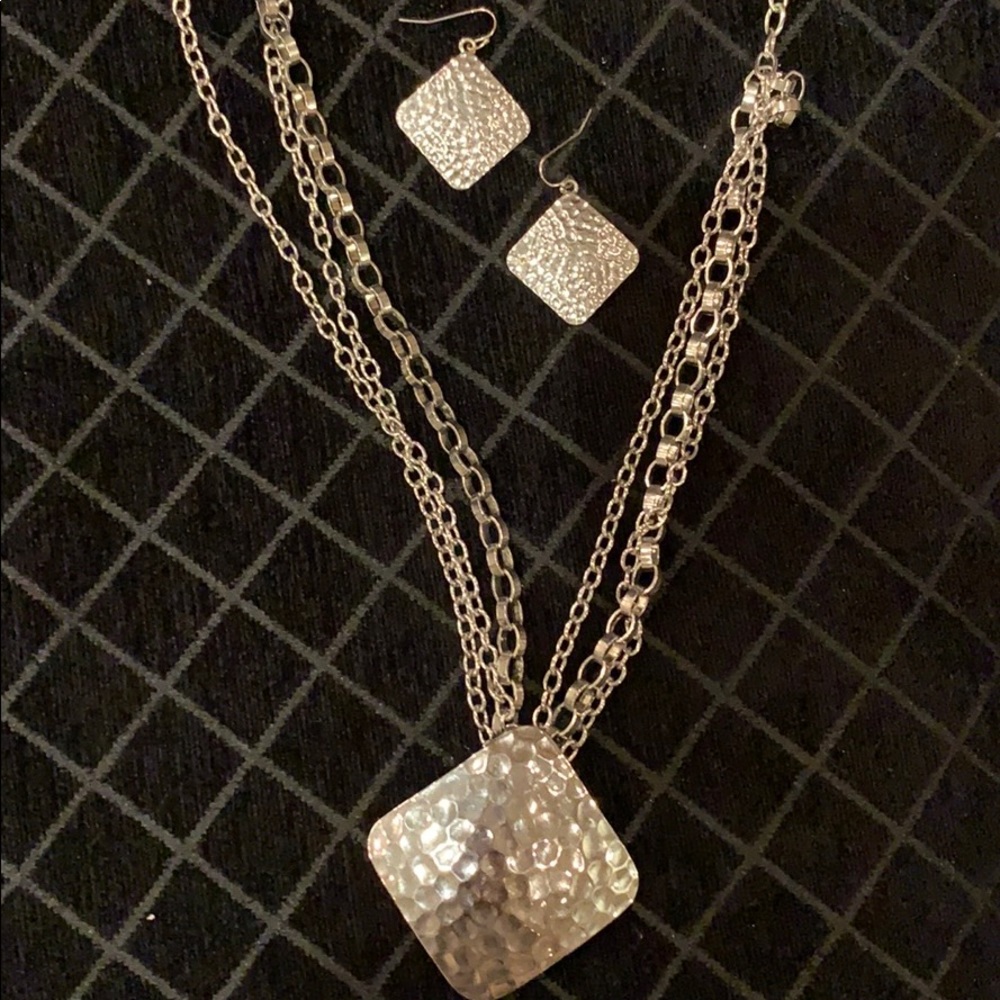 Chico’s silver necklace with matching earrings